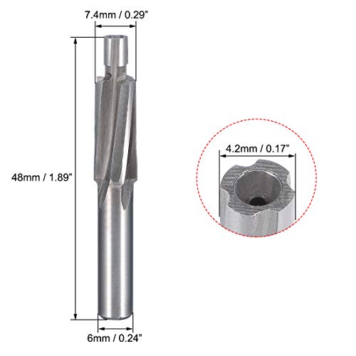 Image of uxcell HSS-AL Cobalt Counterbore End Mill Cap Screws Expand Holes 4 Flutes, 4 X 7.4mm