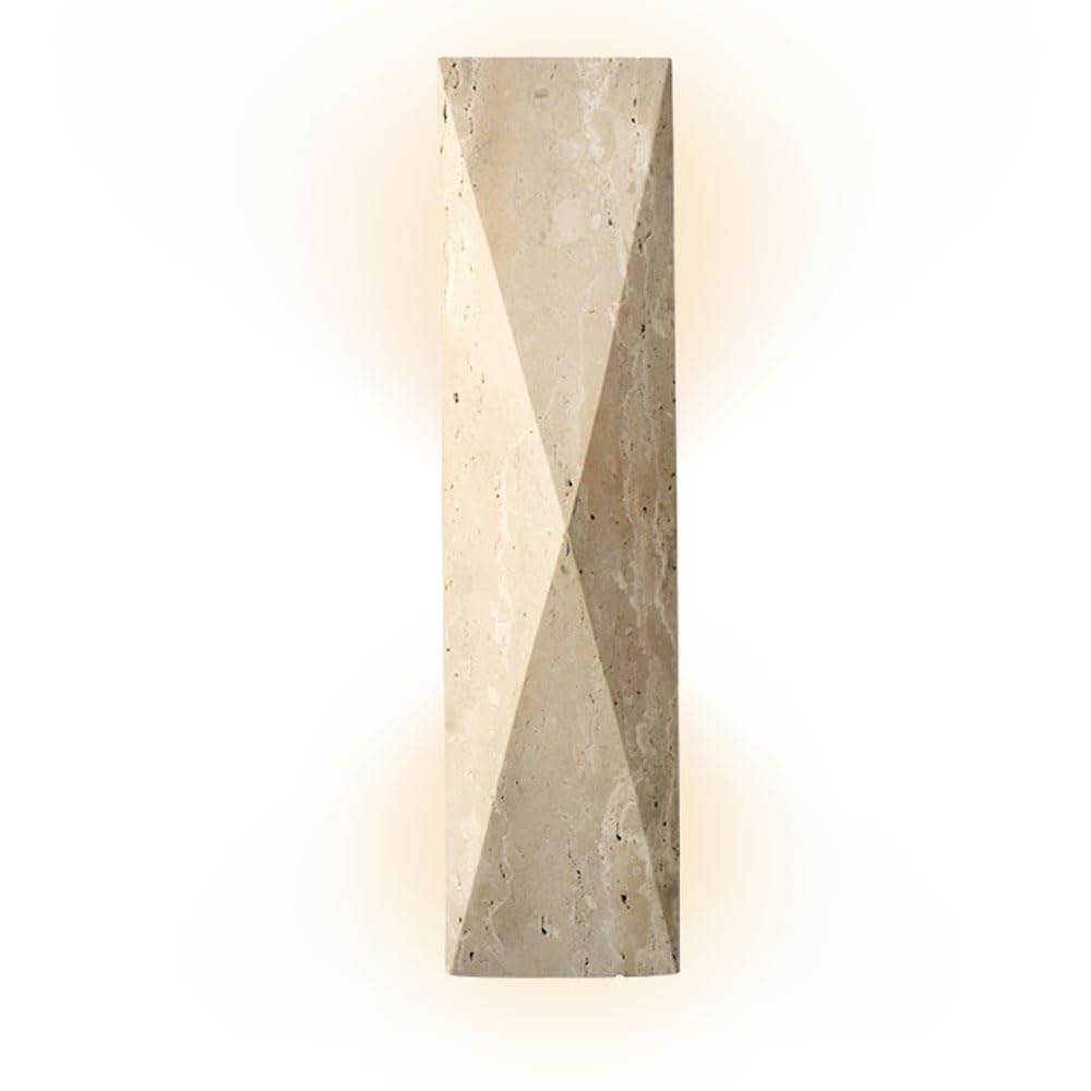 HUAYUSEDF Personalized Yellow Travertine Wall Lamp Shade, Modern Industrial Style Sconce, G9 Light Source Wall-Mounted Fixture, Restaurant Entrance Hallway Decorative