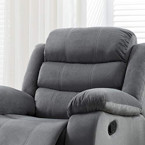 AC Pacific 2-Piece Reclining Living Room Upholstered Sofa, Set with 4, Sofa & Loveseat, Grey