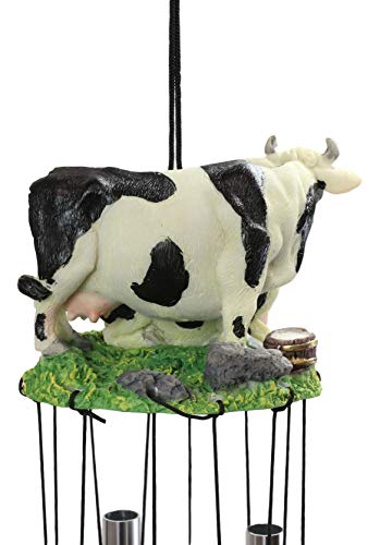 Ebros Gift Bovine Holstein Cow And Baby Calf Family Resonant Relaxing Aluminum Wind Chime Country Western Rustic Farm Cows Garden Patio Outdoor Decorative Accent Noisemaker thumb #2