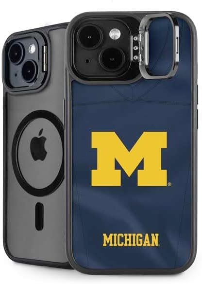 Skinit Kickstand Phone Case Compatible with iPhone 15 - Officially Licensed University of Michigan M Logo Yellow Design