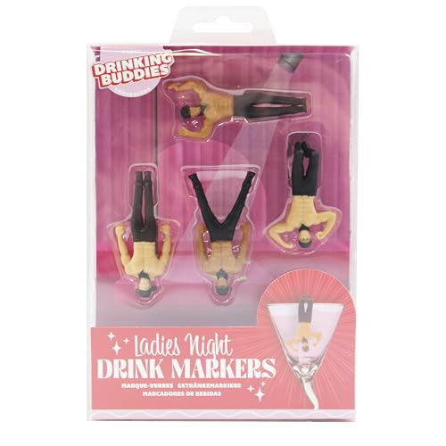 NPW Reusable Wine Glass and Drink Markers - Themed Ladie's Night | Muscular Fun Party Pack | Party Favors | 4 Count, Assorted Toy Figures