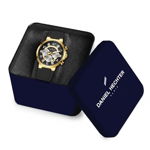 Image of Daniel Hechter Paris Beaubourg Collection Multifunctional Watch for Men with Textured Round Dial and Silicon Strap-DHM1009