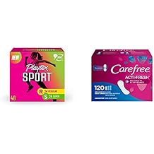 حزمة الراحة الرياضية 48ct Tampon Multi-Pack & Carefree Panty Liner 120ct