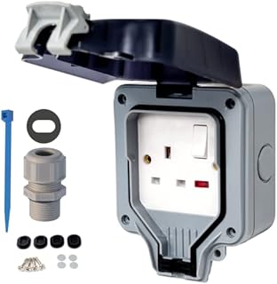 ArmaKit WS1 Single Outdoor Socket Box Waterproof IP66 13 Amp Switched External Weatherproof Single Socket Box | Outdoor Christmas Lights | Mowers & Outdoor Power Tools | Outdoor Extension Lead