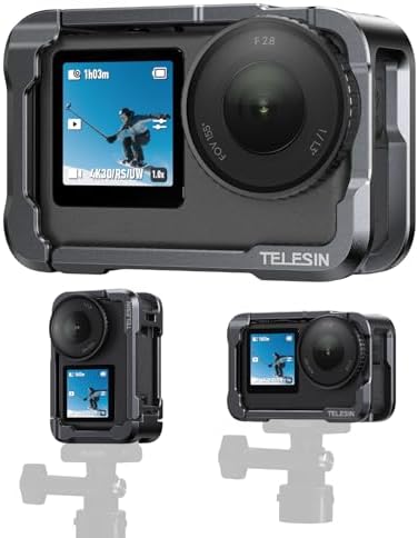TELESIN Aluminum Alloy Protective Frame Case for DJI Osmo Action 6 Camera, Quick-Release Metal Rabbit Cage Protective Frame Housing Sleeve with 1/4" Screw and Cold Shoe, Action 6 Accessories