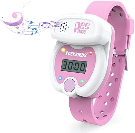 ROCKBIRDS Potty Training Timer Watch, Potty Watch for Toddler Boys Girls, Funny Music Tones and Flashing Lights, Water Resistant, Kids Potty Training Toilet Timer, Easy Gentle Time Reminders (Pink)