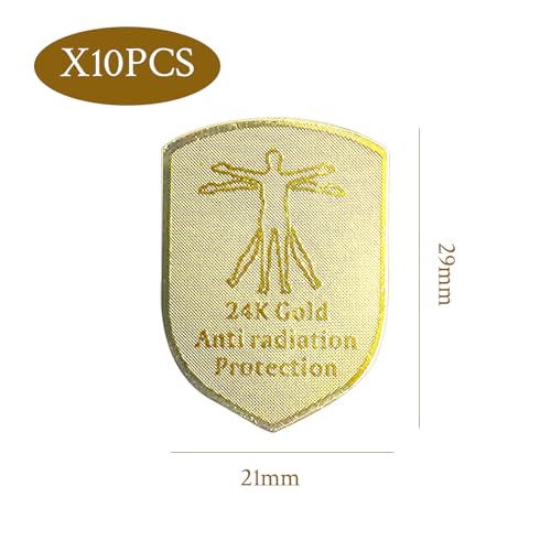 IDNVFY 10 Teile Goldener Mobiltelefonaufkleber, Strahlenschutzaufkleber, Antistatikschutz, Mobiltelefonzubehör, Geeignet Für Laptops Und Tablets.