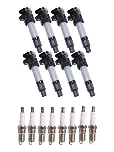 ENA Set of 8 Platinum Spark Plug and Ignition Coil Pack Compatible with Cadillac Buick 2004 2005 2006 DTS Deville 2006 Lucerne Replacement for C1556 0541A