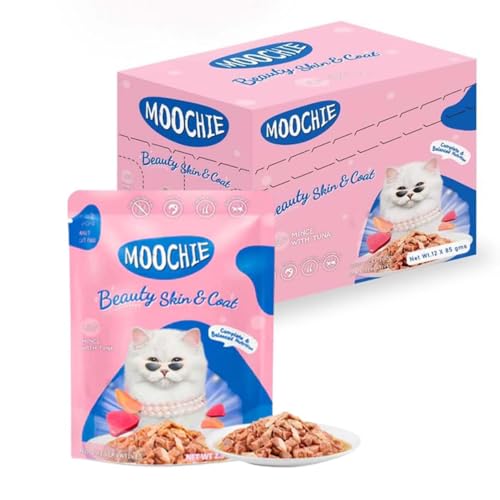Image of Moochie Tasty Wet Cat Food, (85g X 36 Pouches) Grain Free Cats Gravy Meal, Beauty Skin & Coat with Tuna, No Artificial Flavours Kitten Food, Non-Vegetarian Cat Foods Pouch for Kittens