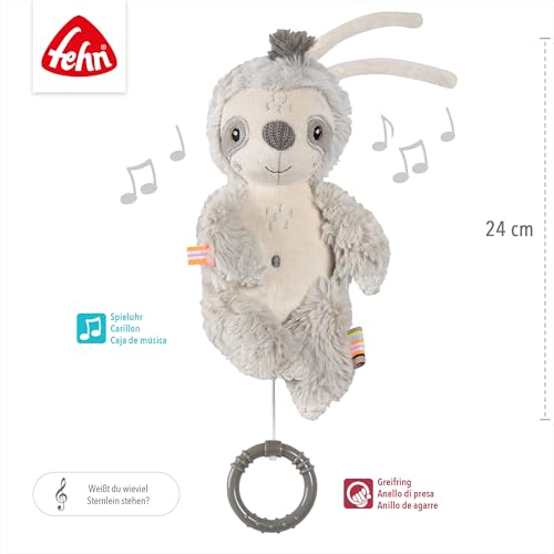 Fehn Caja de música Mini con Perezoso, Peluche y Ayuda para Dormir: Caja de música a Cuerda con melodía Suave 'Sabes cuántas Estrellas Hay, para bebés y niños pequeños a Partir de 0 Meses - imagen 5