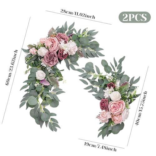 Arc de mariage fleurs artificielles roses réalistes 2pcs