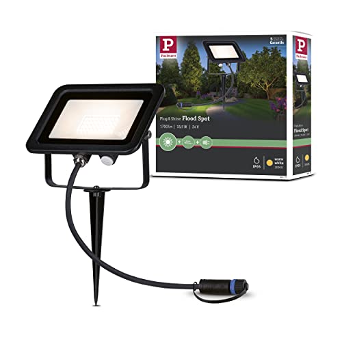 Paulmann 94575 Plug & Shine LED Außenleuchte Gartenstrahler Fluter IP65 Warmweiß incl. 1x15,5 Watt Schwarz Aluminium Spot 3000 K