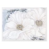 Sus medidas son: 90x120 cm. LOLAhome Cuadro de Flores Pintado a Mano sobre Lienzo Blanco de 90x120 cm