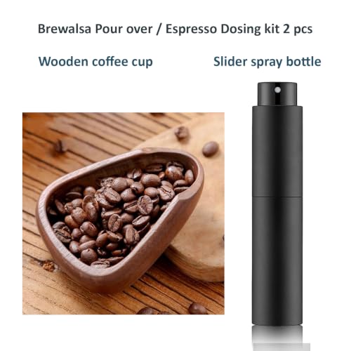 Image of Coffee Dosing Kit Wooden Cup with Slider Spray Bottle 10ml for Espresso & Pour Over Coffee Maker Accessories for Static Reduction Coffee Tool