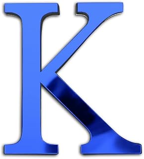 Thickened 3D Acrylic Mirror Letters - Self Adhesive Plexiglass Mirrors for Free Combination - Unbreakable DIY Safety Wall Stickers Decor (Blue) Letter K