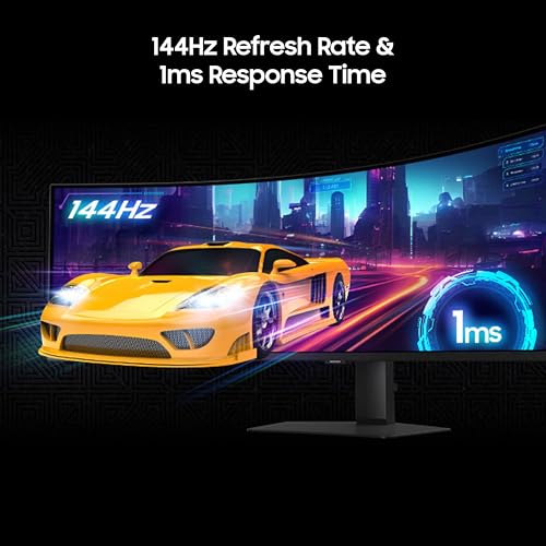 Image of Samsung 49 inch (124 cm) Odyssey G9 Curved Gaming Monitor|Dual QHD 5120 x 1440|144Hz|1ms|VESA DisplayHDR 600|FreeSync Premium Pro|HDR10+ Gaming|PBP|PIP|HAS|LS49FG910EWXXL|Black