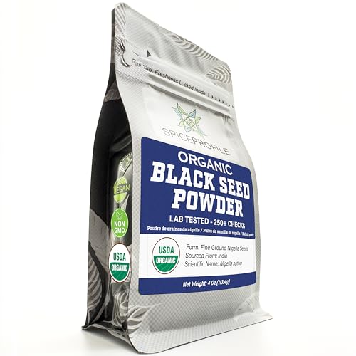 Spice Profile USDA Organic Black Seed Nigella Powder, Lab Tested, Resealable 4 oz Pouch, Nigella Sativa, Kalonji Powder, Polvo de Semilla Negra