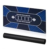 Relaxdays Pokermatte, 120 x 60 cm, für Texas Hold'em, rutschfest, wasserfest, Pokerteppich mit Hülse, 10 Spieler, blau