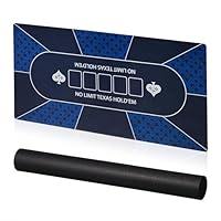 Relaxdays Pokermatte, 120 x 60 cm, für Texas Hold’em, rutschfest, wasserfest, Pokerteppich mit Hülse, 10 Spieler, blau