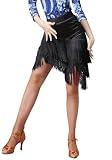 ELLYDOOR Women Fringe Dance Skirt Latin Salsa Tango Ballroom Skirts Sexy Fringe Mini Shorts Skirt Tag M, Black