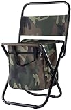 TentHome Campingstuhl mit Rückenlehne Klappstuhl Anglerstuhl Multifunktions-Angelrucksack Stuhl mit Kühltasche isolierter Tasche für Angeln Strand Camping Picknick Garten (Militärische Tarnung)