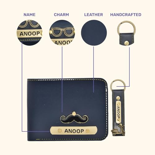 Image of Leather Men's Wallet and Keychain Combo Pack for Gift /Combo Set - Blue 7
