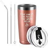 Qtencas Cancer Gifts For Women-Dear Cancer You Picked The Wrong B Stainless Steel Insulated Travel Tumbler, Breast Cancer Survivor Gifts For Women Chemo Patient, Cancer Suck Gifts(20oz, Rose Gold)