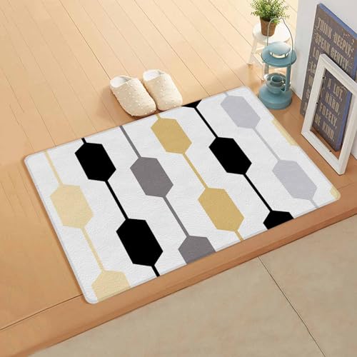Abstract Modernism Kitchen Bath Door Mat Cushioned Runner Rug,Washable Welcome Floor Sink Antifatigue Mat,Waterproof & Non-Slip Comfort Standing Doormat,Geometric Minimalism Black White 20