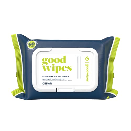 Goodwipes Flushable Butt Wipes, Cedar Scent with Botanicals, Dispenser for At-Home Use, with Aloe, Septic and Sewer Safe & Never Dries Out (60 Count) (Pack of 2) image 4