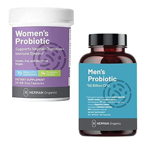 Herman Organic - Men And Women’s Probiotic Bundle For Gut, Digestive, Colon & Vaginal Health #TOP28