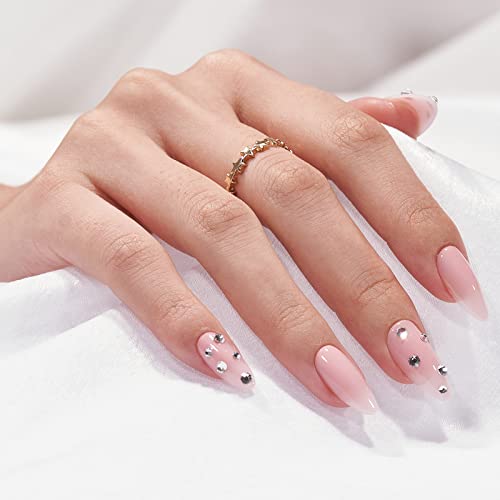 Press On Nails Short Medium - Btartbox French Tip Press On Nails, Almond Fake Nails With Nail Glue, Fit Perfectly & Natural Reusable Stick On Nails Kit, White French & Peach Soda #TOP2