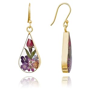 Amazon Essentials Sterling Silver Pressed Flower Teardrop Trendy Earrings