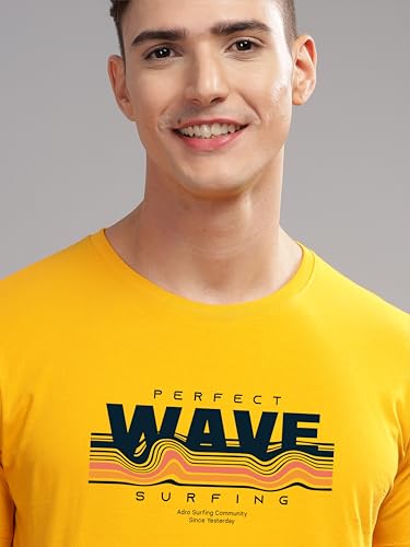Image of ADRO Mens Printed T Shirt | The Super Soft Tshirt in India| Pure Cotton Lycra Breathable Fabric| 4 Way Stretch smart tech Fabric| Round Neck T-Shirt (Also in Plus Size) RN25-ST-WAVE-NB