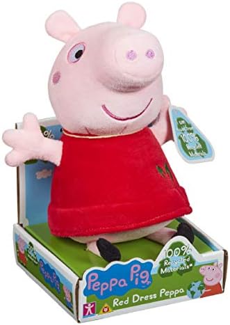 Red Dress Peppa Soft Toy, 100% Recycled, Peppa Pig Gift, Sustainable Toy, Supersoft Plush
