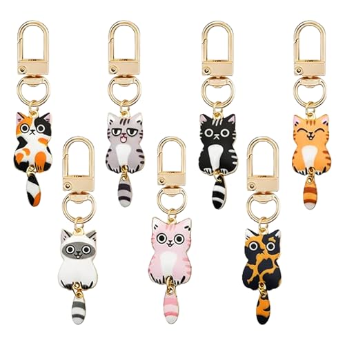 Embhlitfe Cat Keyring, 7 PCS Cute Keychain Cat Charms with M