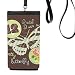 Rose Stamps and Butterfly Phone Wallet Purse Hanging Mobile Pouch Black Pocket