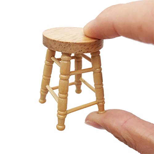 SXFSE Dollhouse Decoration Accessories,1/12 Mini Dollhouse Furniture Miniature High Stool Wooden Color Living Room Toy