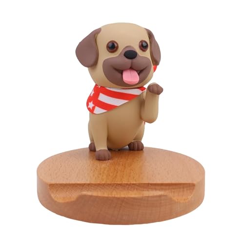 Mikikit Wooden Dog Cell Phone Holder Stand Desktop