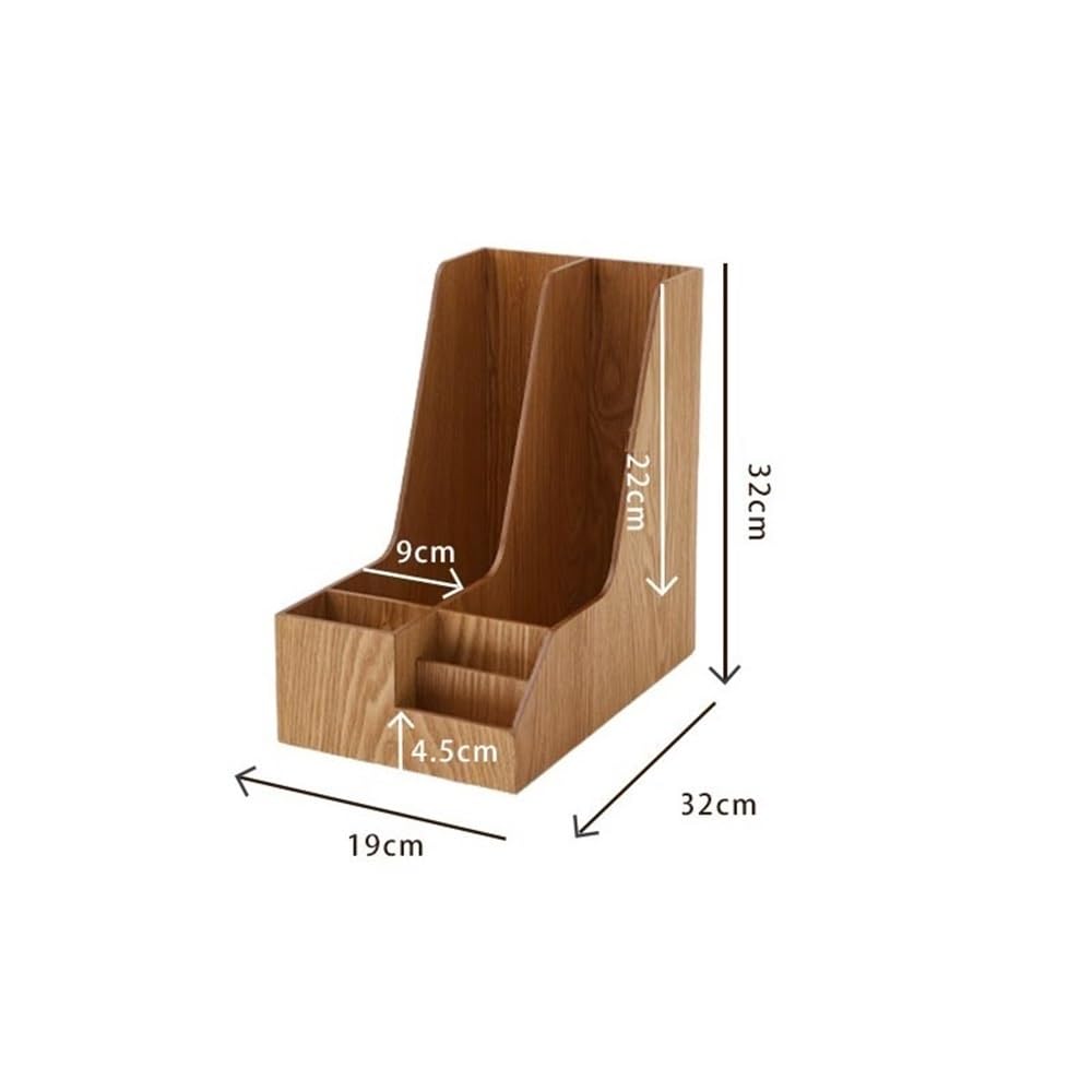 Ufficio Organizzatore di file da scrivania, 2 scomparti verticali + 3 portapenne for ufficio e casa Organizzatore da scrivania(Natural)
