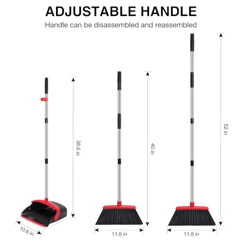 image for NACENA Broom and Dustpan Set, 52-in Long Adjustable Handle Broom Dustp