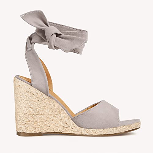 Guayonng Womens Espadrilles Wedge Sandals Platform Heels Bow Tie Lace Up Ankle Strap Summer Dress Wedges Shoes #TOP2