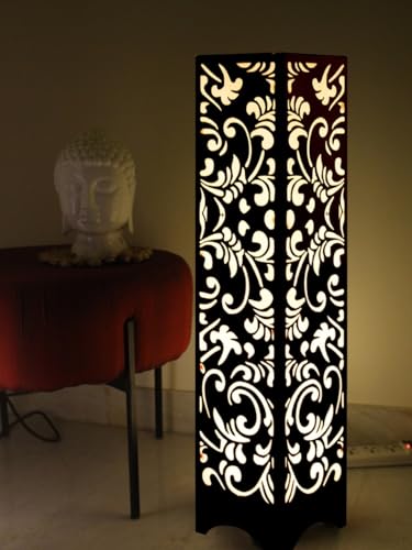 Image of Decorative Metal Floor Lamp with Laser Cut Design | Modern Standing Lamp for Living Room, Bedroom, Hallway & Office