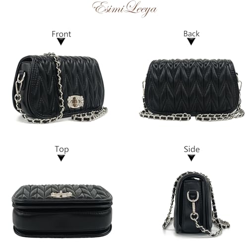 Quilted Handbags for Women with Chain Strap Shoulder Bags Trendy Compact Small Purses2