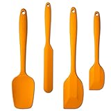 4 Piece Silicone Spatula Set, Flexible Heat Resistant Non-scratch Baking Cooking Rubber Spatulas with Stainless Steel Core, Orange