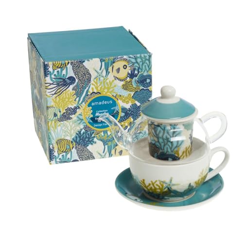 Amadeus - Coffret théière égoïste en Manatea en verre et en porcelaine