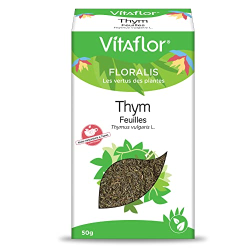 THYM FEUILLES Boite de 50gr | Plantes en Vrac | Le Thym Procure une Influence Apaisante sur les Voies Respiratoires | À déguster en infusion, en décoction ou macération | VITAFLOR