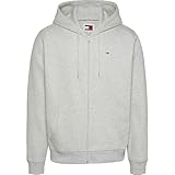 hoodie zip up mens Tommy Jeans Sweat à Capuche Zippé Homme Flag Zip Thru avec Capuche, Gris (Silver Grey Heather), XL