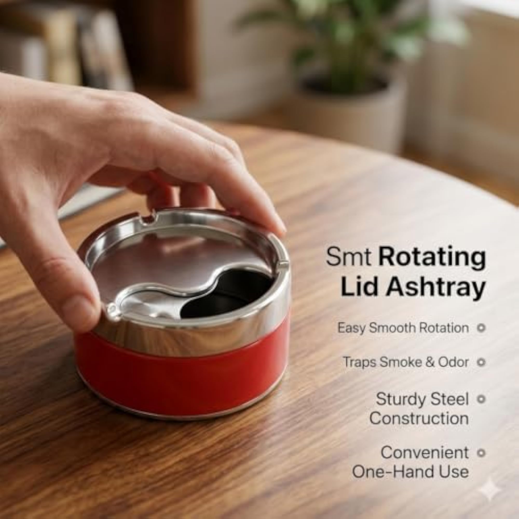 5 Year Warranty Windproof Covered Ashtray with Rotating Lid