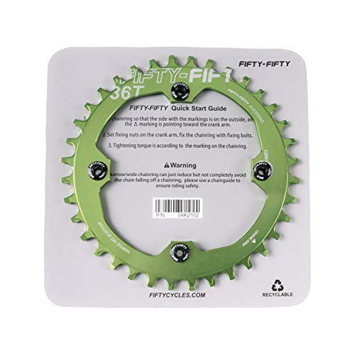 Fifty-Fifty Round 104Bcd Chainring, 30T 32T 34T 36T Narrow Wide Mountain Bike Chainring, Single Chainring For 9/10/11-Speed With 4 Alloy Chainring Bolts For Mtb (30T, Round Green) #TOP3